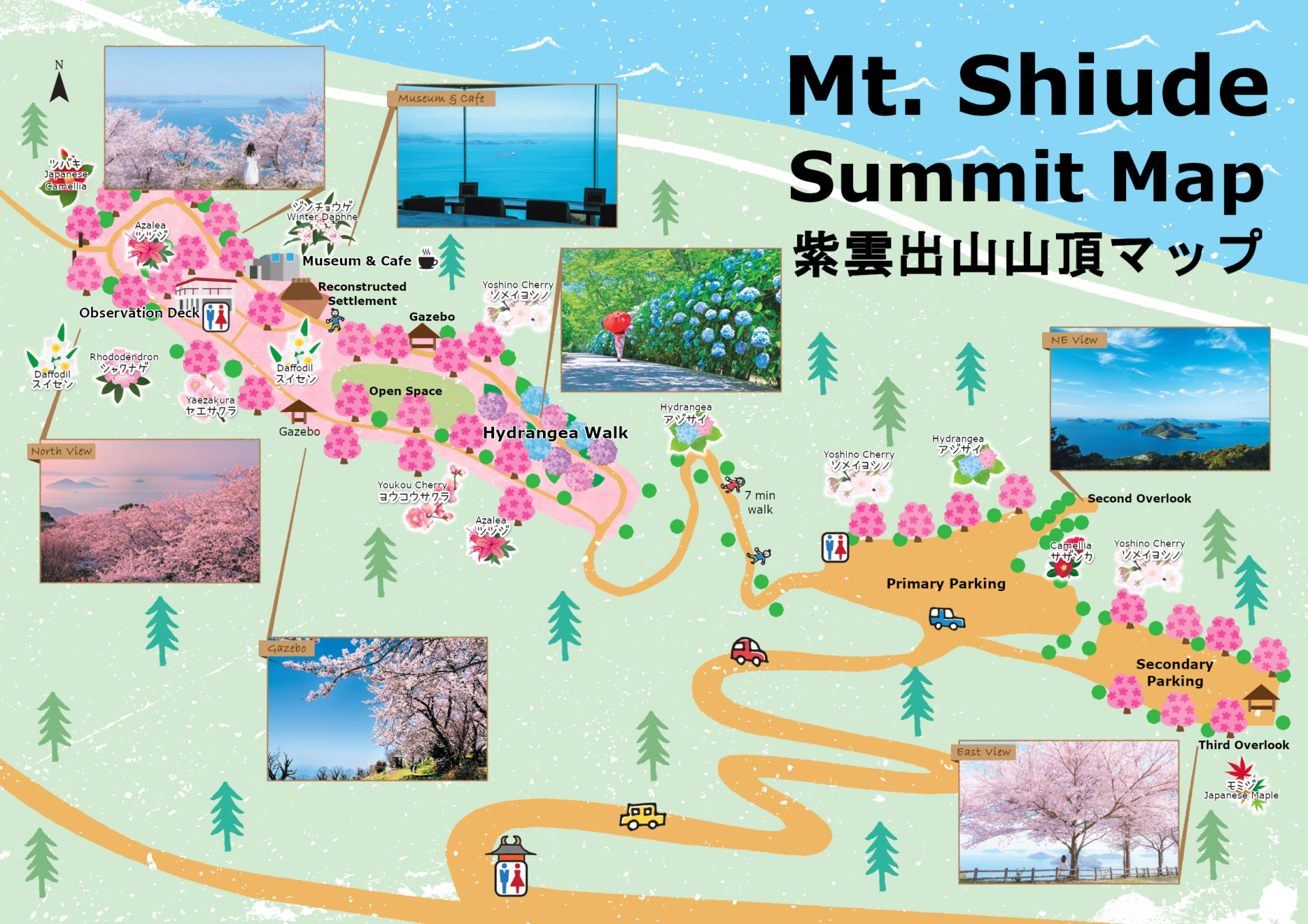 A map of Mt. Shiude's summit