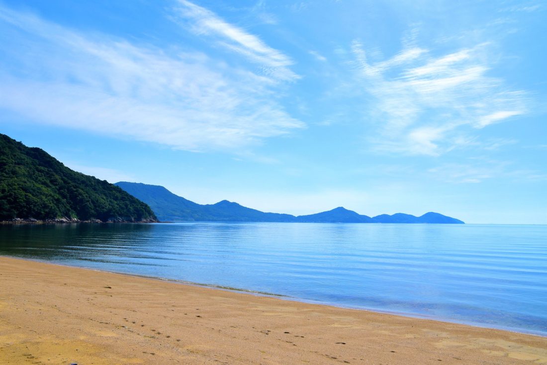 ミンククジラを埋めていた、粟島の西浜（にしはま）