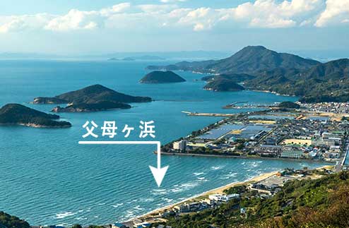 ▲満潮時の父母ヶ浜